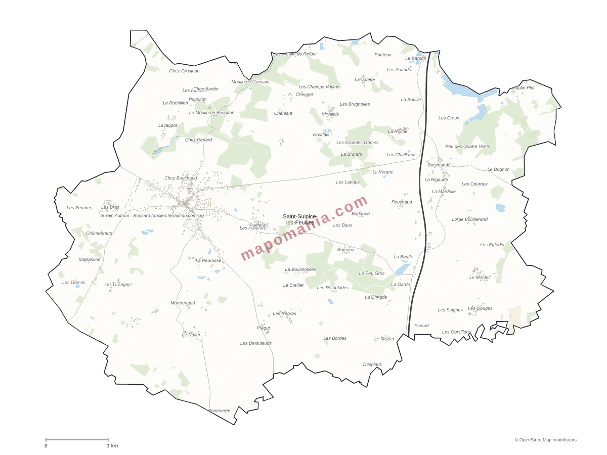 Carte de Saint-Sulpice-les-Feuilles à personnaliser