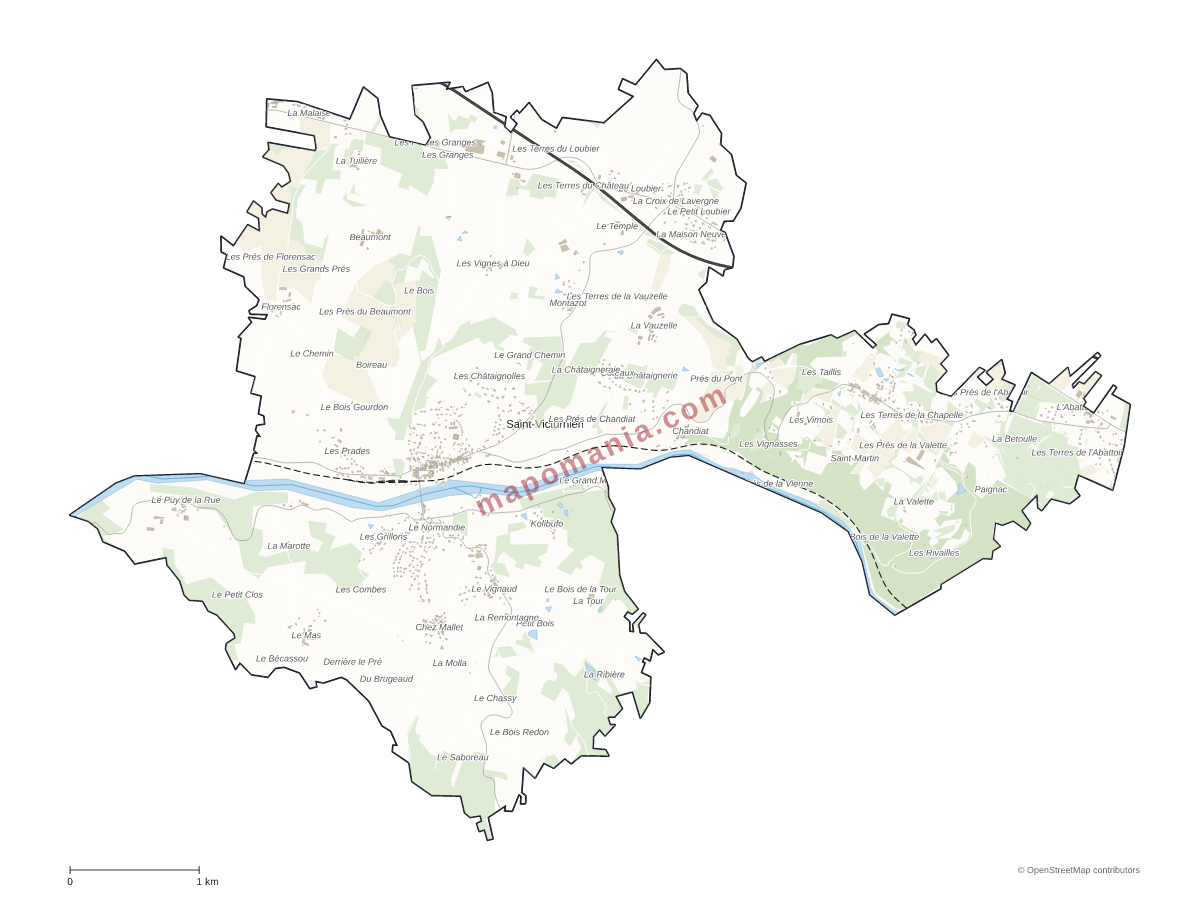 Carte de Saint-Victurnien à personnaliser