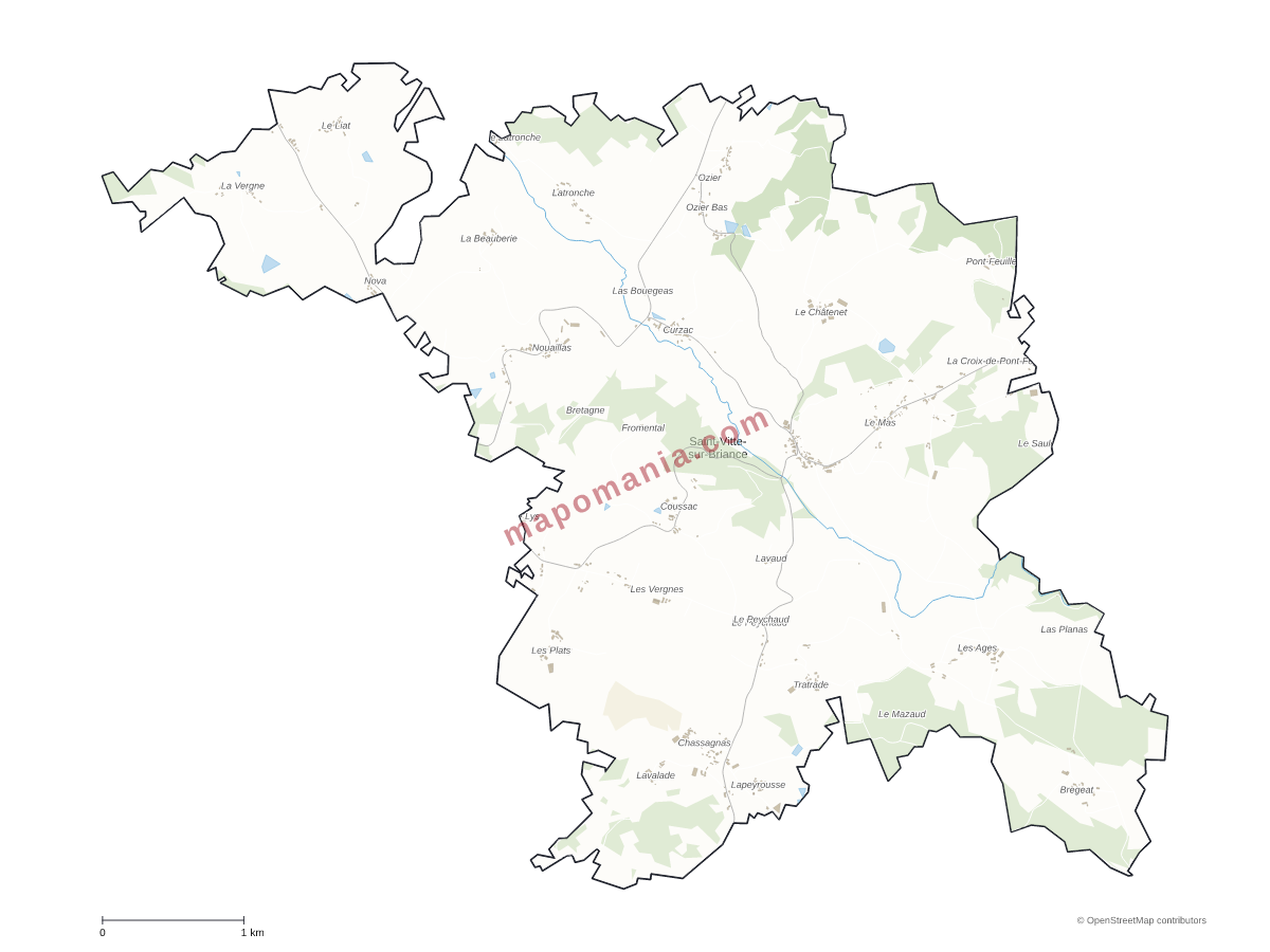 Carte de Saint-Vitte-sur-Briance à personnaliser