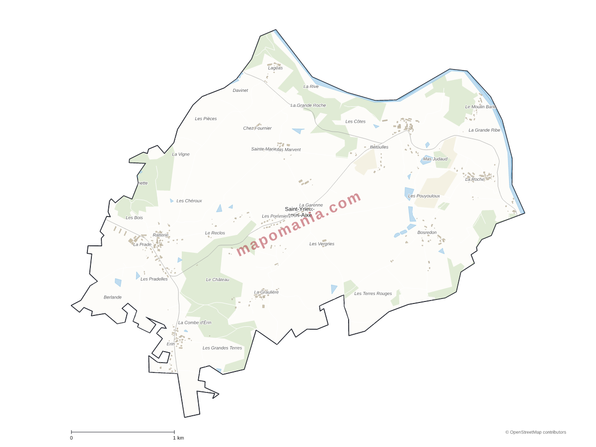 Carte de Saint-Yrieix-sous-Aixe à personnaliser