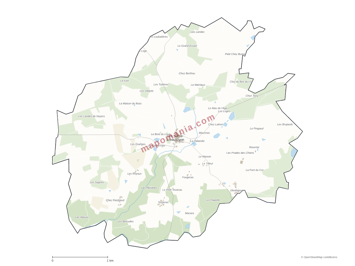 Carte de Les Salles-Lavauguyon à personnaliser