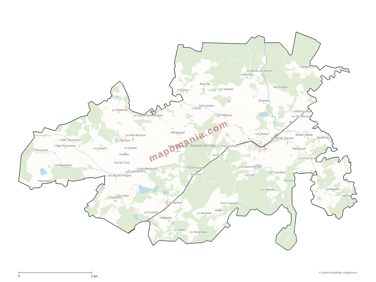 Carte de Sauviat-sur-Vige à personnaliser