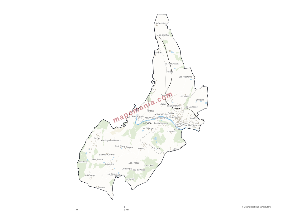 Carte de Solignac à personnaliser