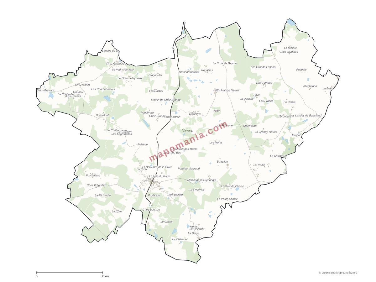 Carte de Vayres à personnaliser