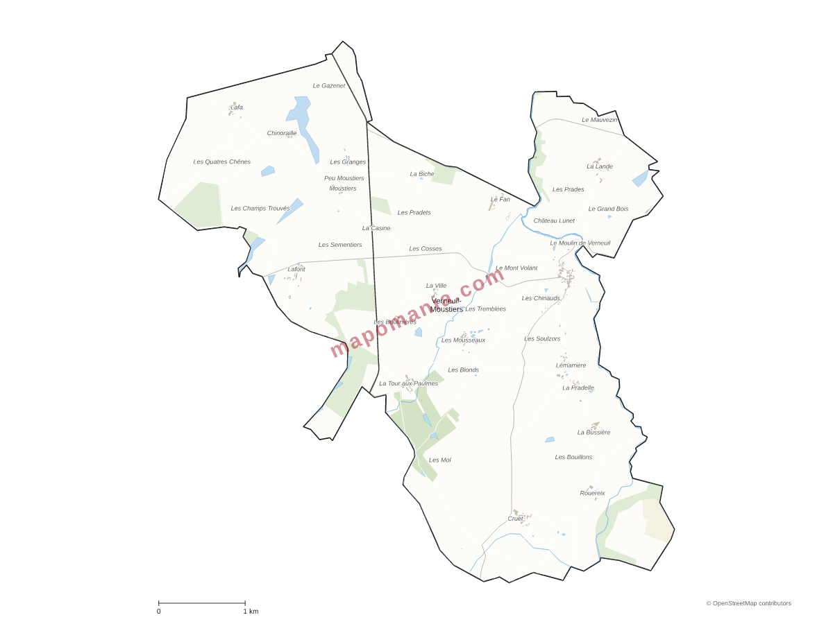 Carte de Verneuil-Moustiers à personnaliser