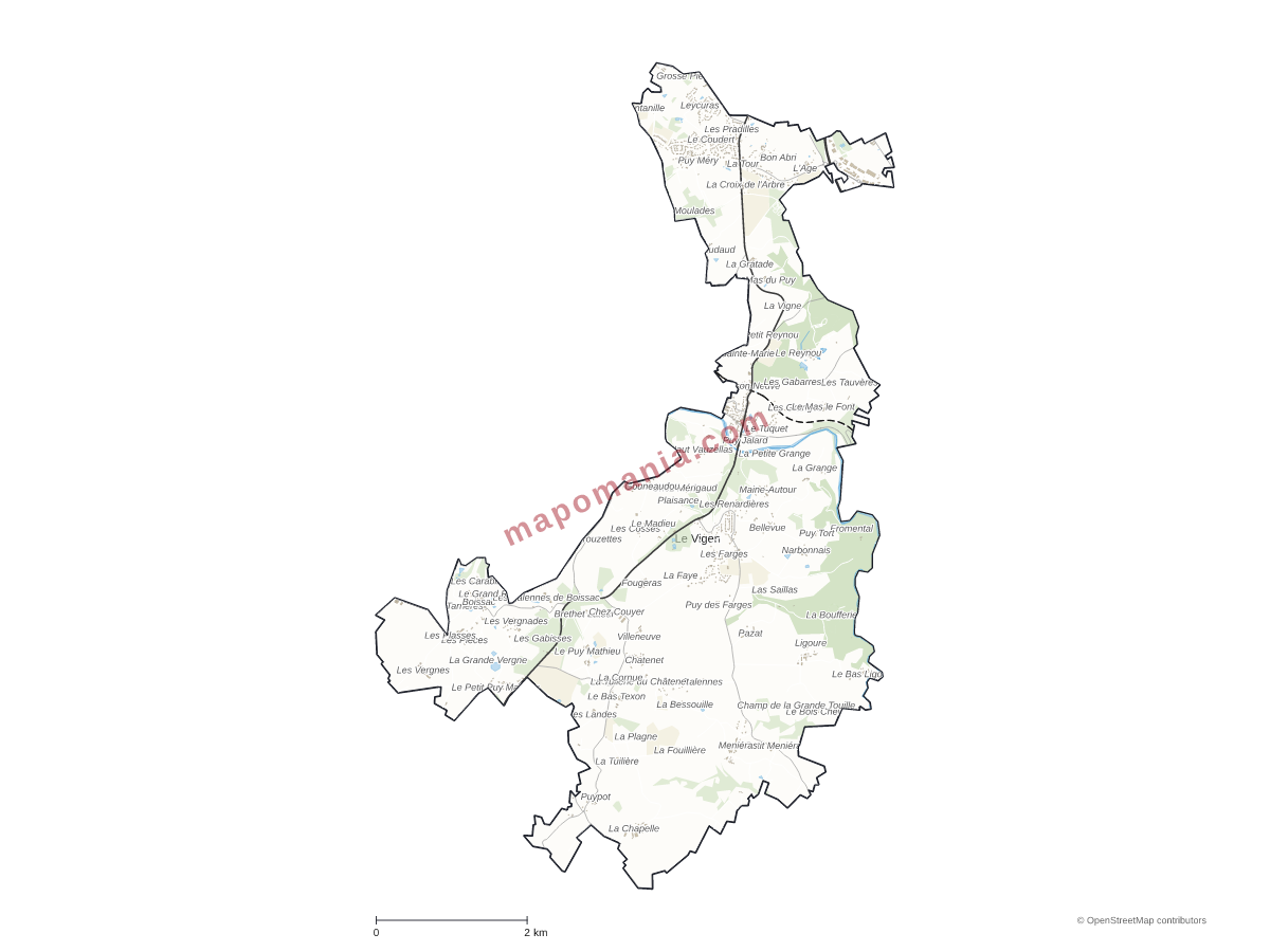 Carte de Le Vigen à personnaliser