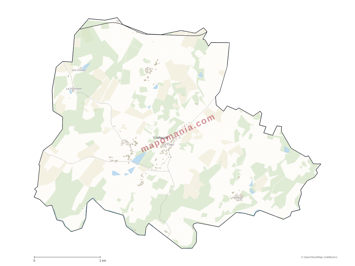 Carte de Villefavard à personnaliser