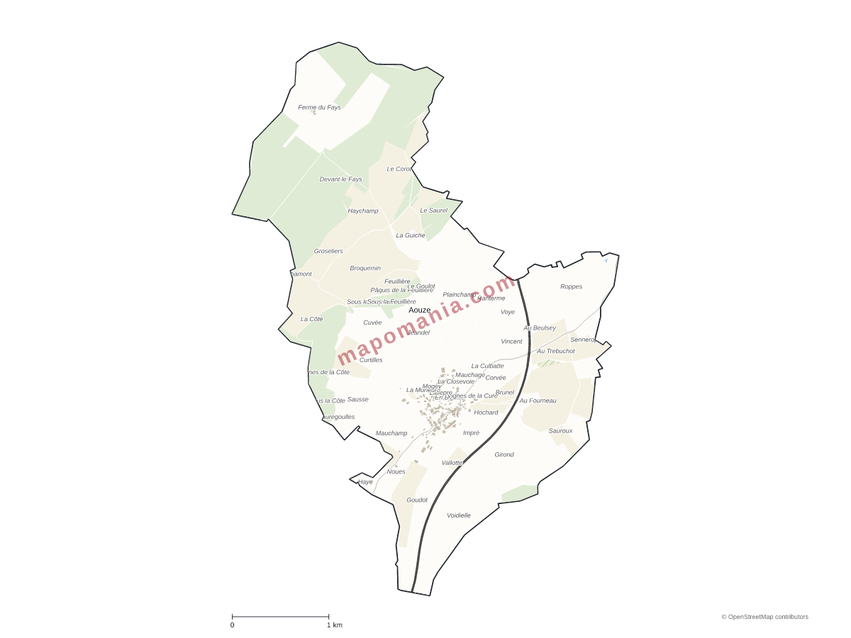 Carte de Aouze à personnaliser