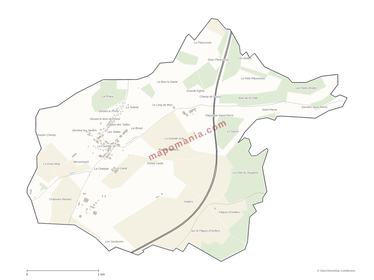 Carte de Auzainvilliers à personnaliser