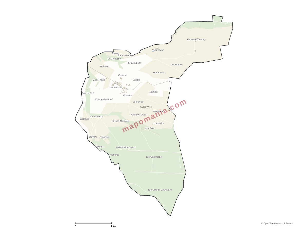 Carte de Avranville à personnaliser