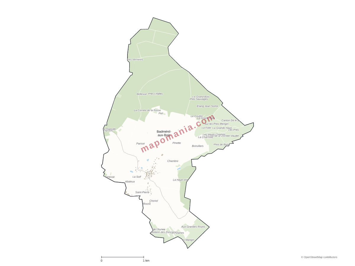 Carte de Badménil-aux-Bois à personnaliser