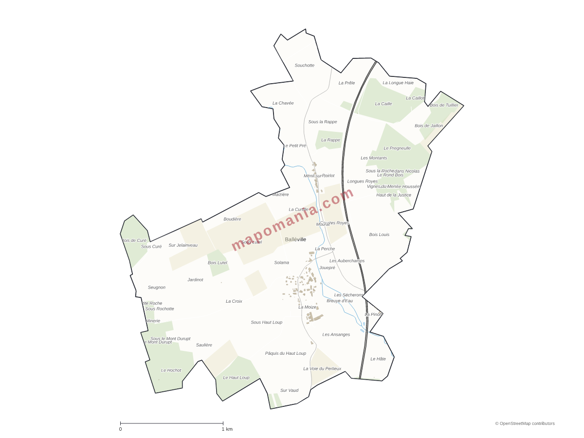 Carte de Balléville à personnaliser