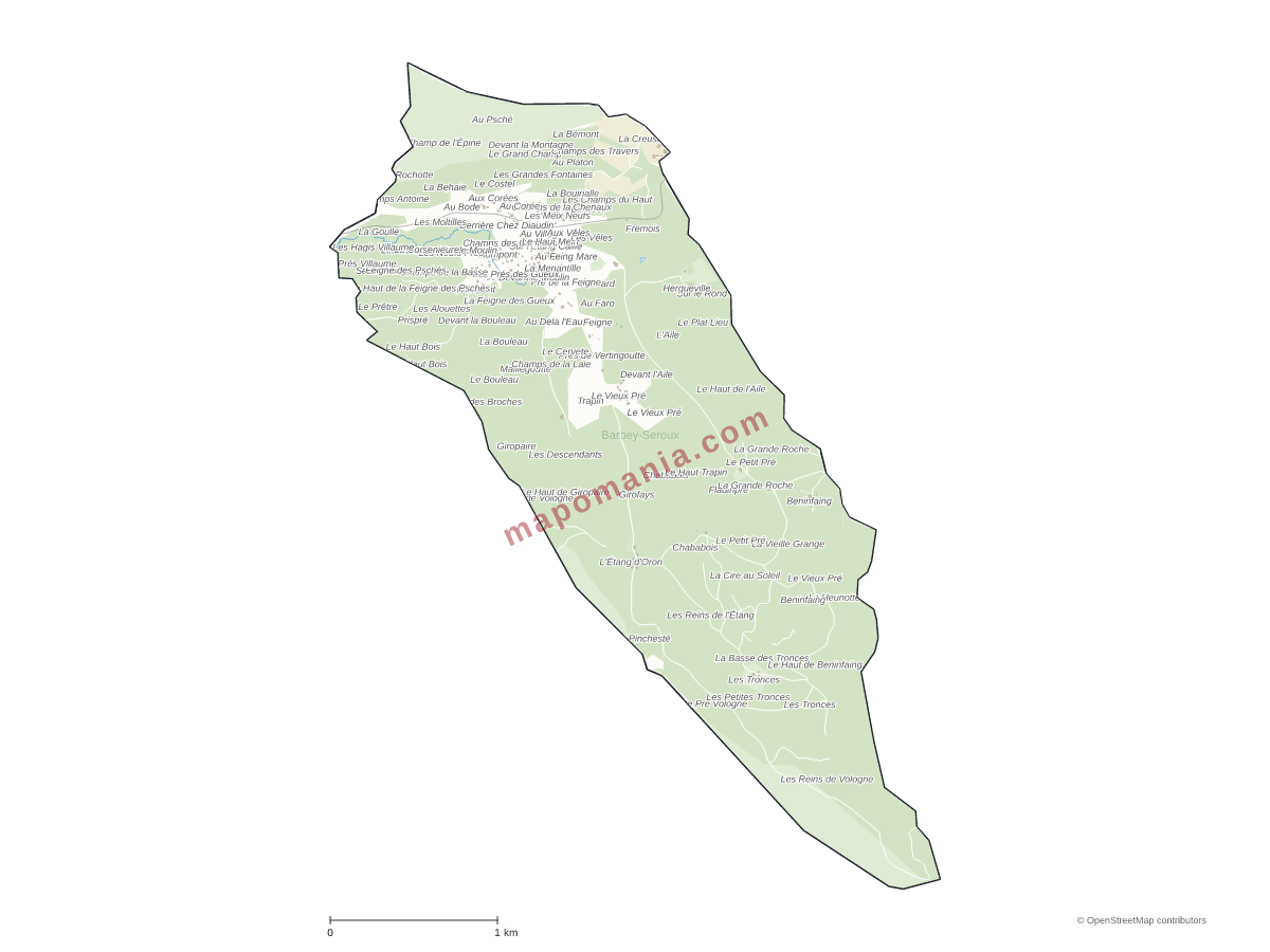Carte de Barbey-Seroux à personnaliser