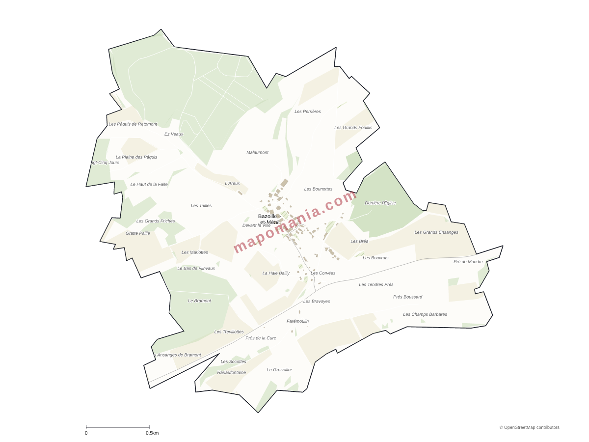 Carte de Bazoilles-et-Ménil à personnaliser