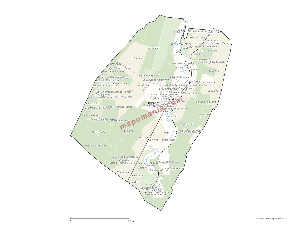 Carte de Bazoilles-sur-Meuse à personnaliser