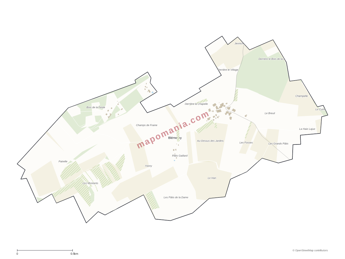 Carte de Blémerey à personnaliser