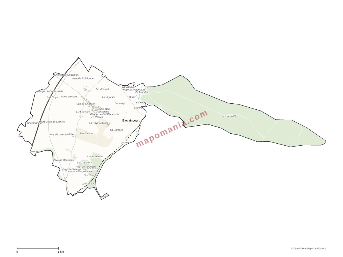 Carte de Blevaincourt à personnaliser