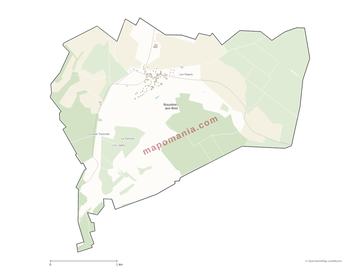 Carte de Bouxières-aux-Bois à personnaliser