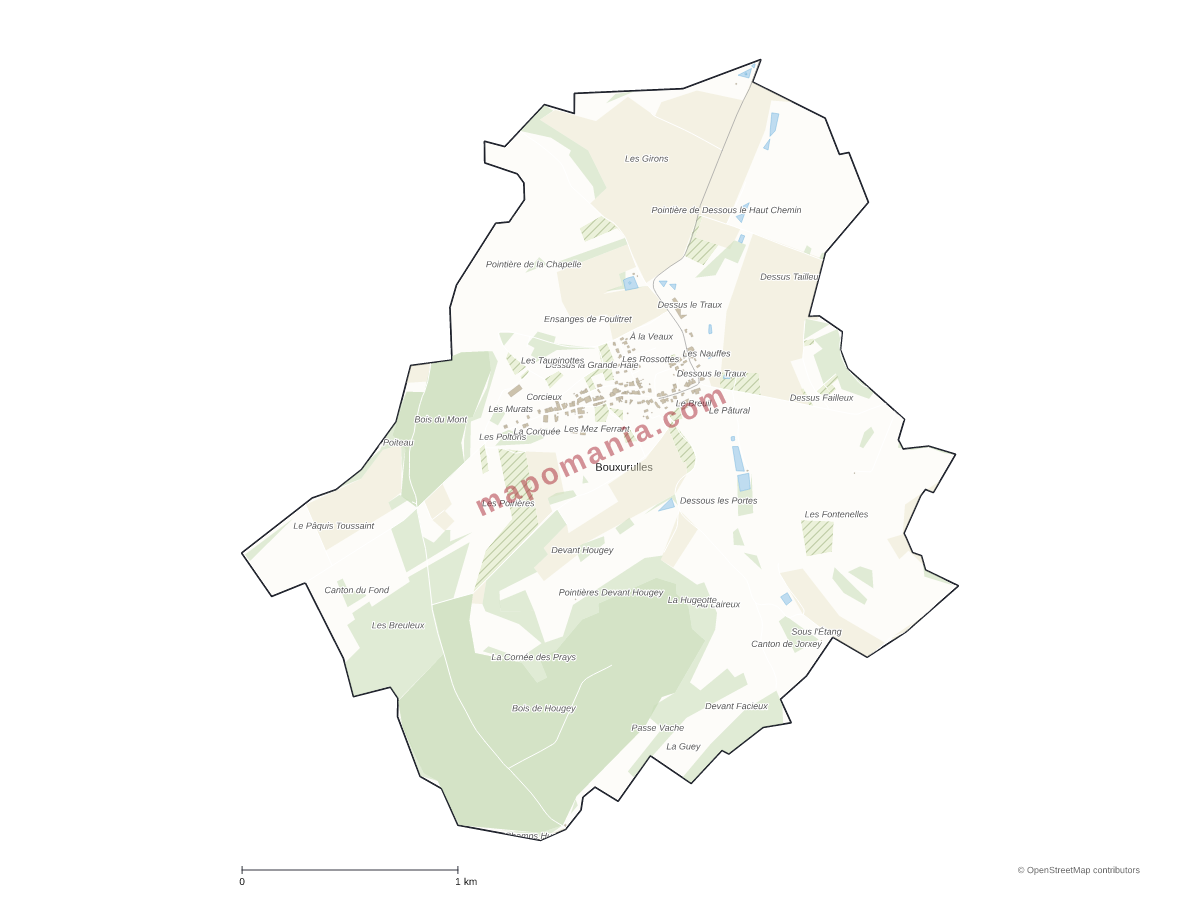 Carte de Bouxurulles à personnaliser