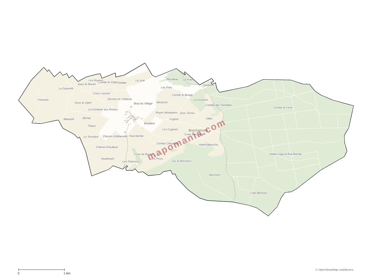Carte de Brechainville à personnaliser