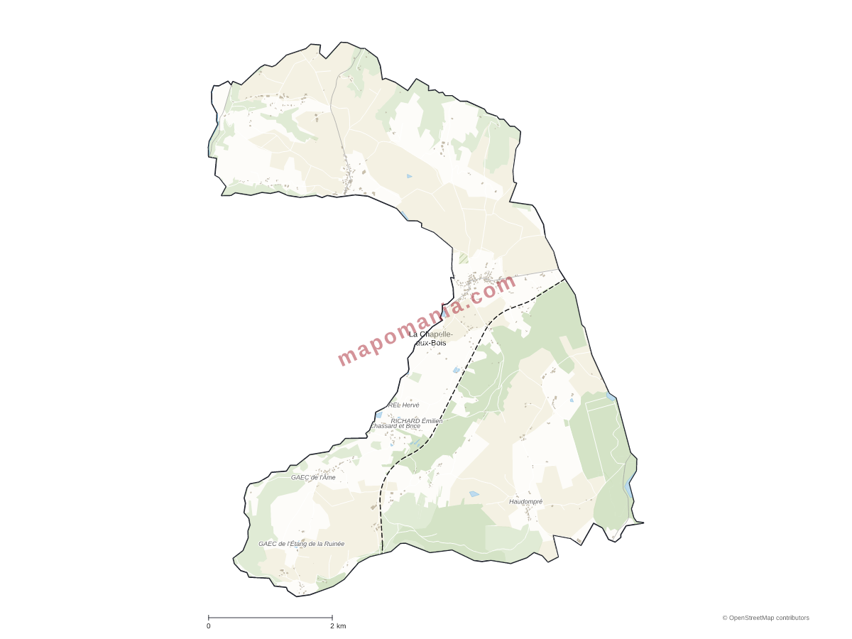 Carte de La Chapelle-aux-Bois à personnaliser