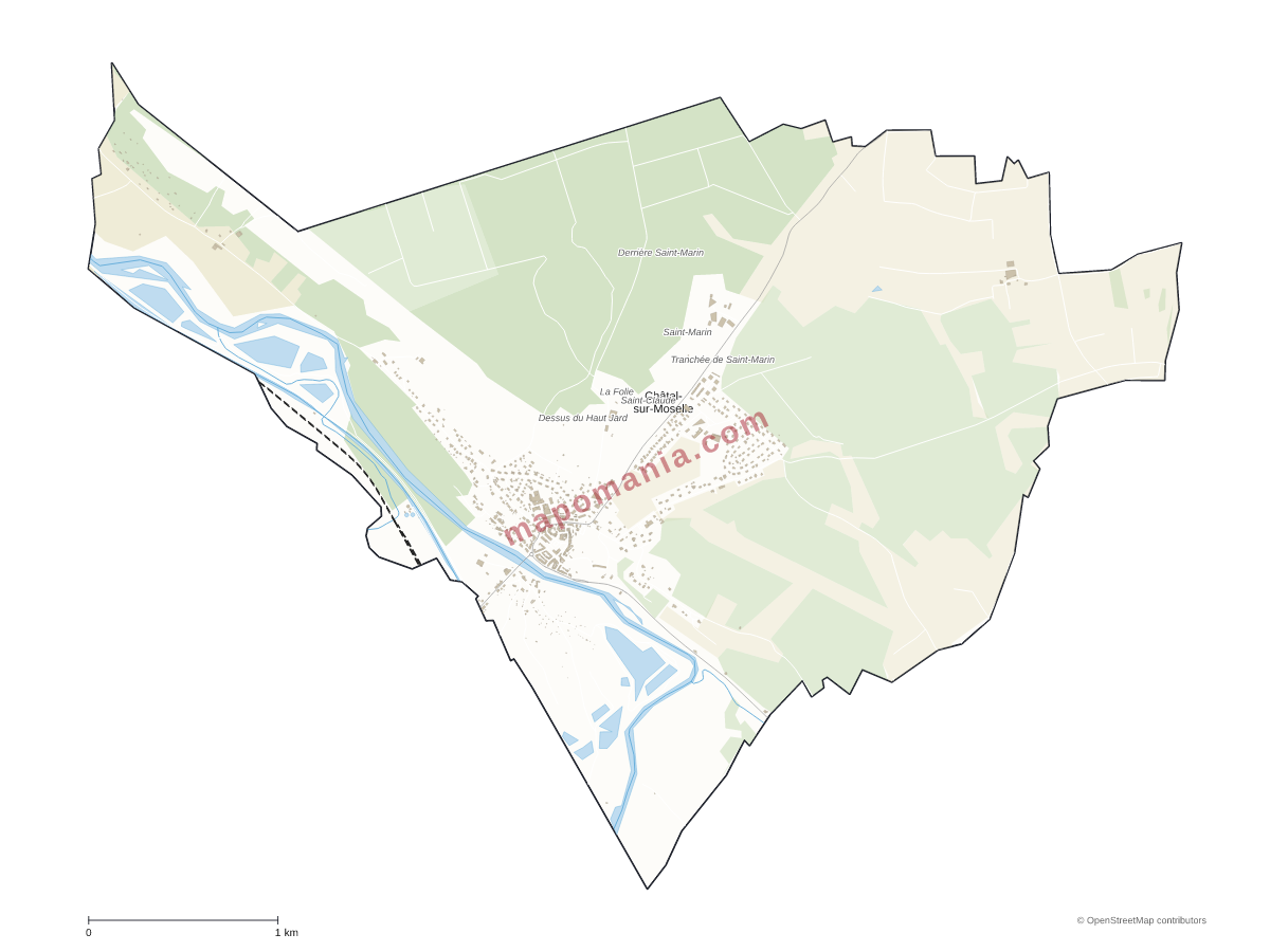Carte de Châtel-sur-Moselle à personnaliser