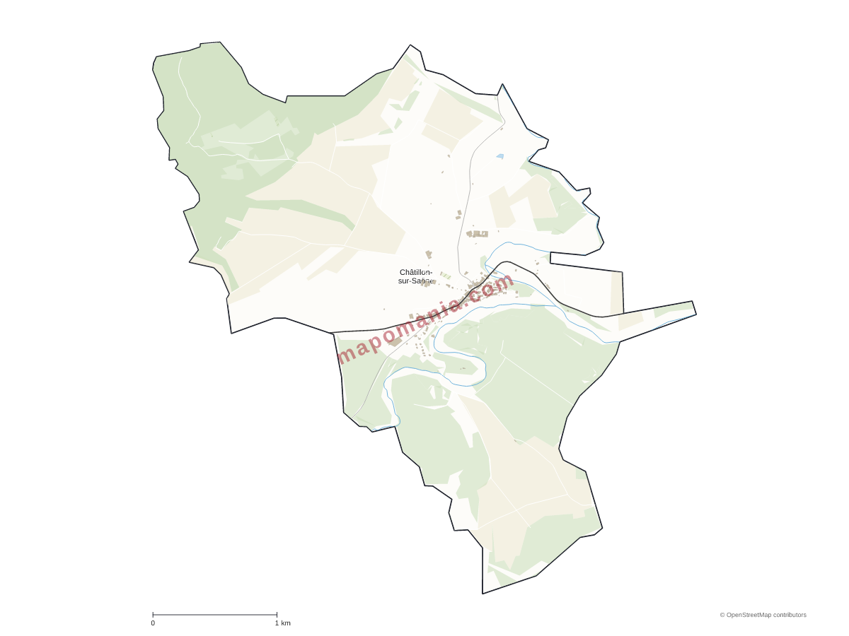 Carte de Châtillon-sur-Saône à personnaliser
