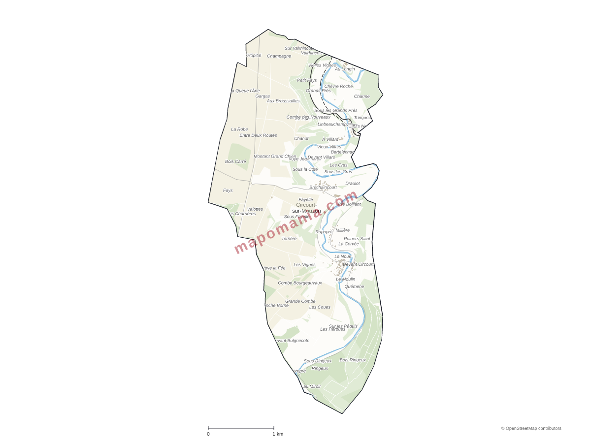 Carte de Circourt-sur-Mouzon à personnaliser