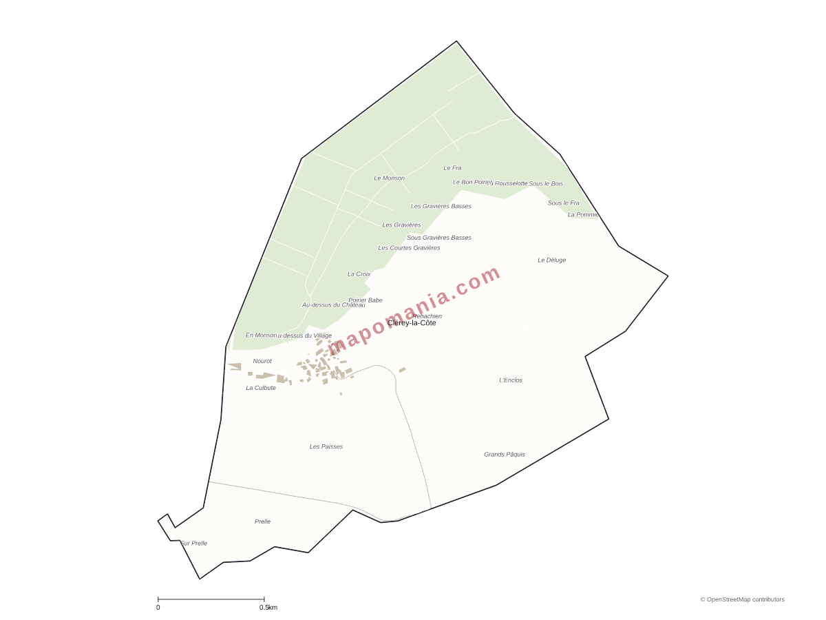Carte de Clérey-la-Côte à personnaliser