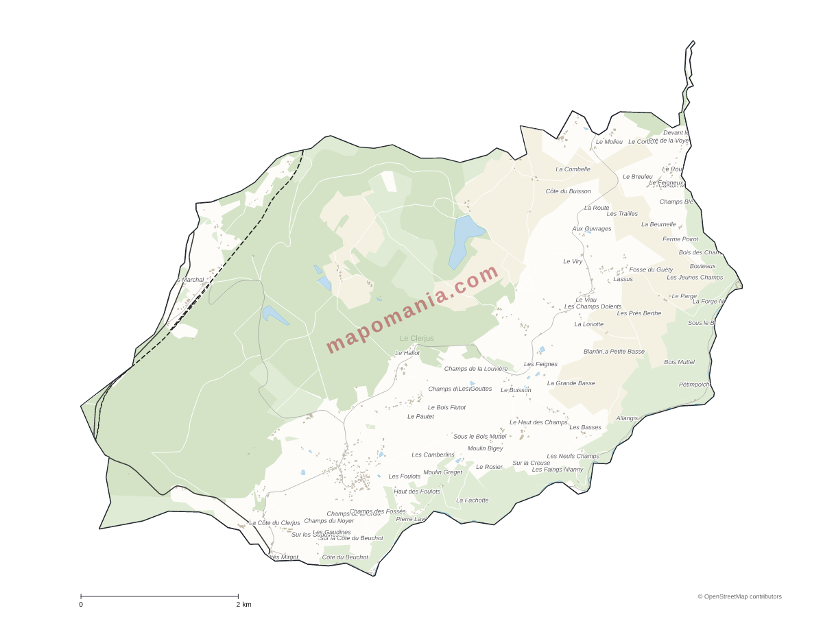 Carte de Le Clerjus à personnaliser