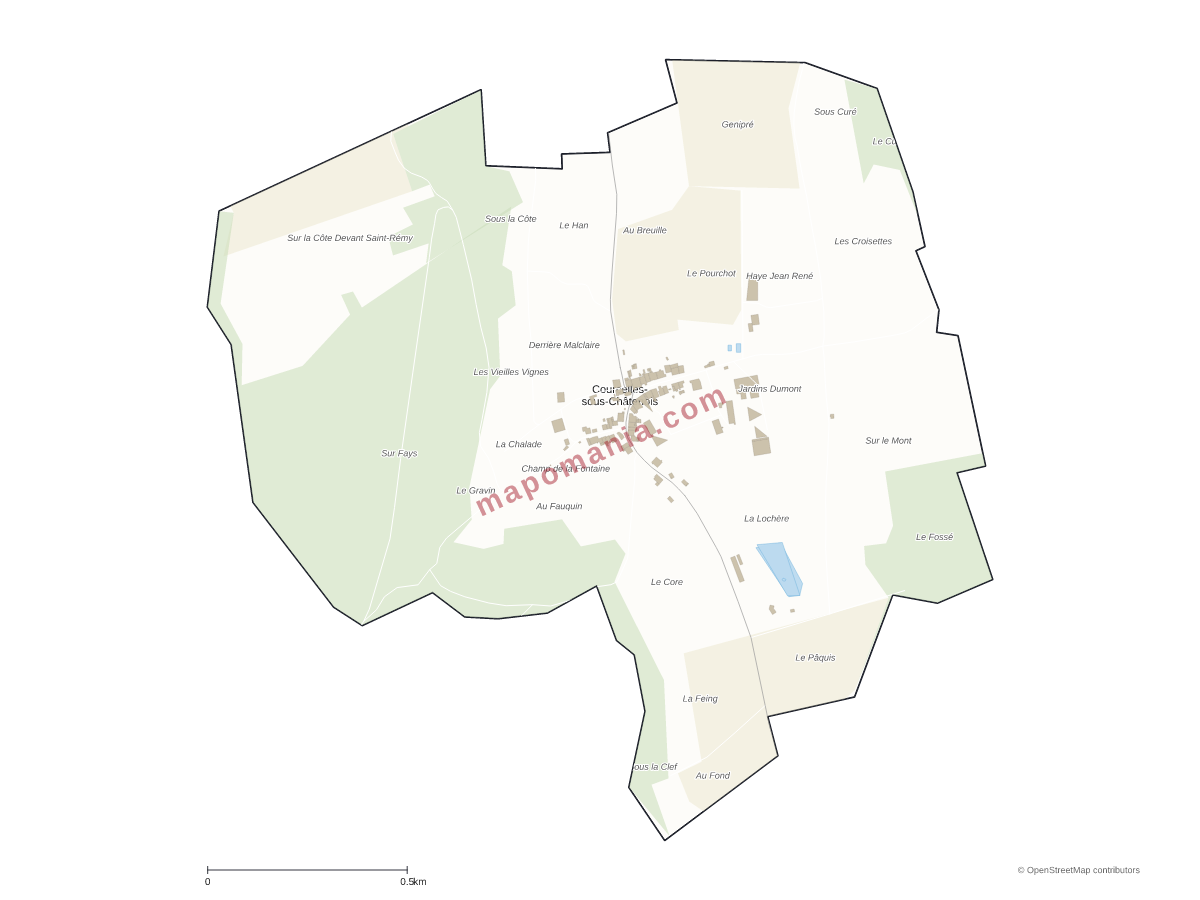 Carte de Courcelles-sous-Châtenois à personnaliser