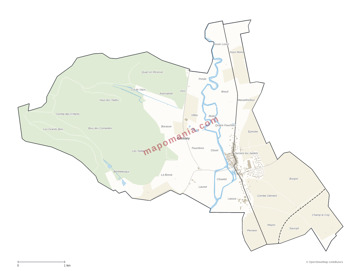 Carte de Coussey à personnaliser