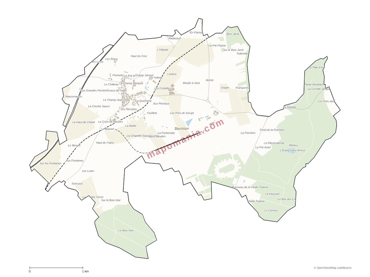 Carte de Damblain à personnaliser