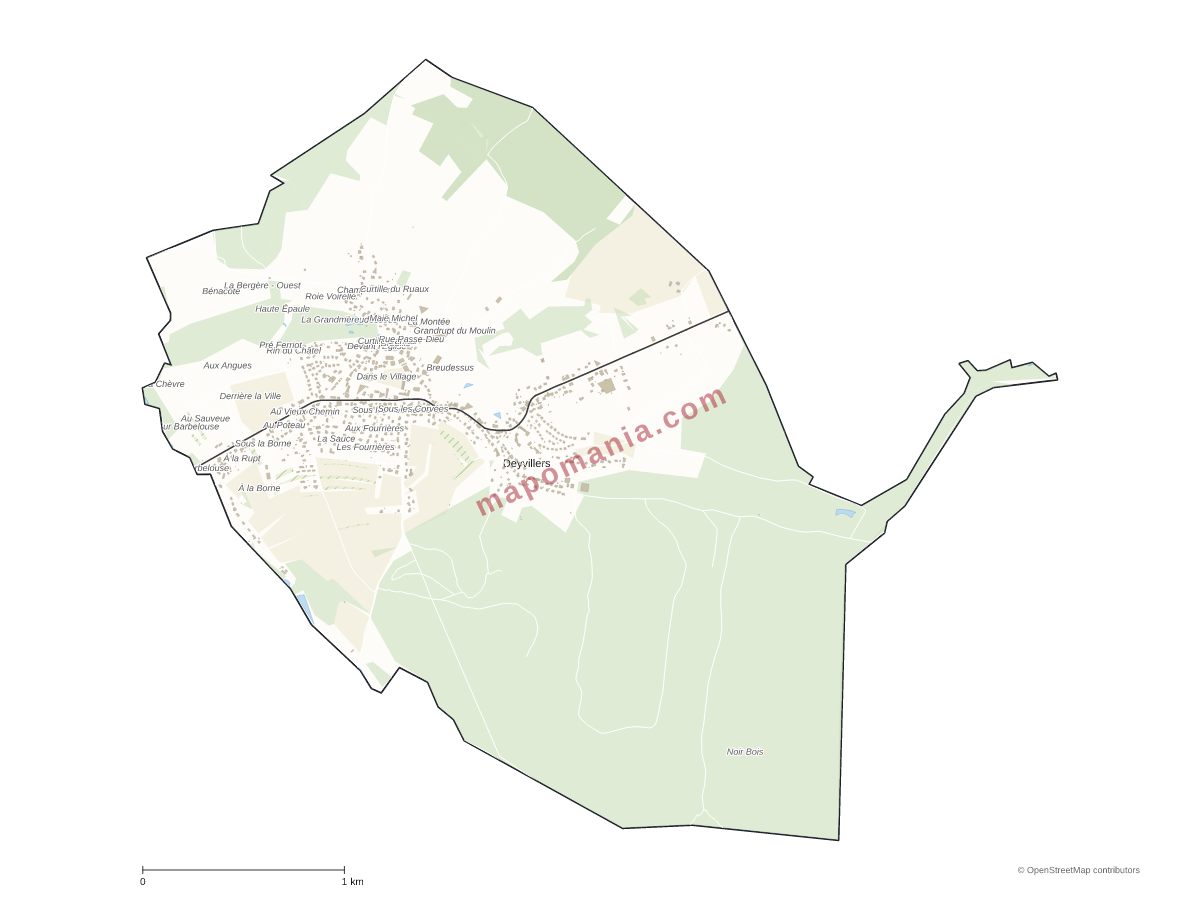 Carte de Deyvillers à personnaliser