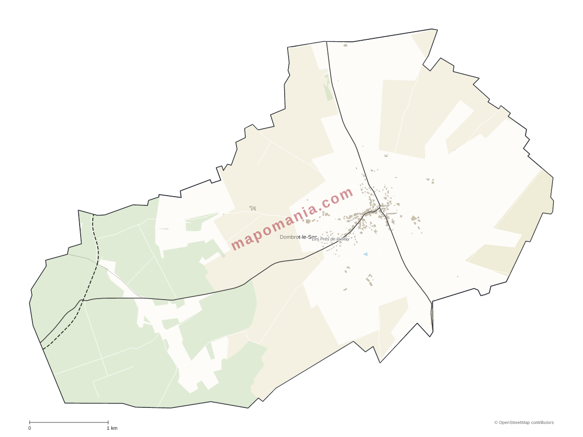 Carte de Dombrot-le-Sec à personnaliser