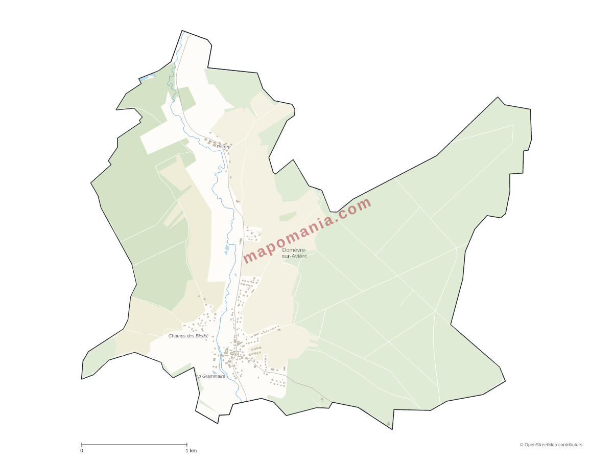 Carte de Domèvre-sur-Avière à personnaliser