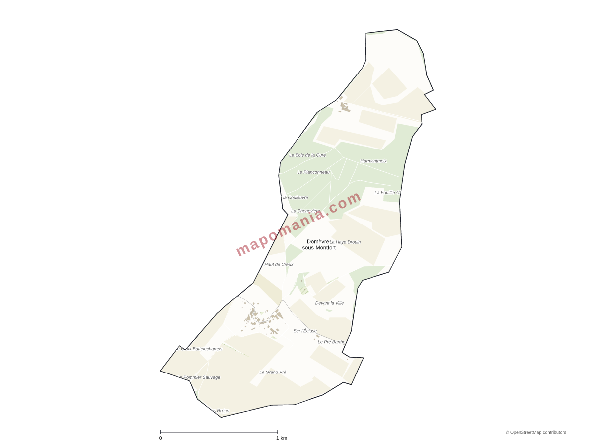 Carte de Domèvre-sous-Montfort à personnaliser