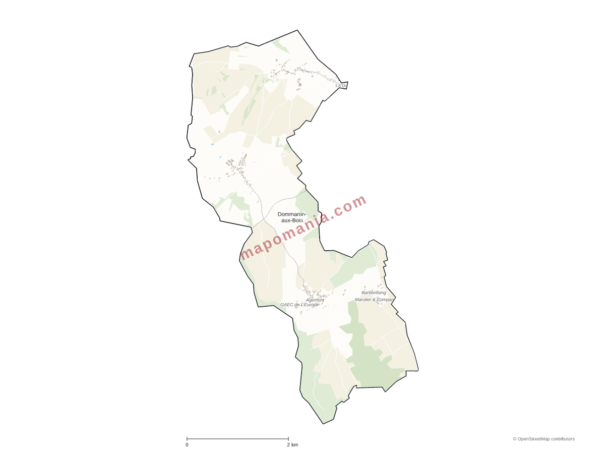 Carte de Dommartin-aux-Bois à personnaliser