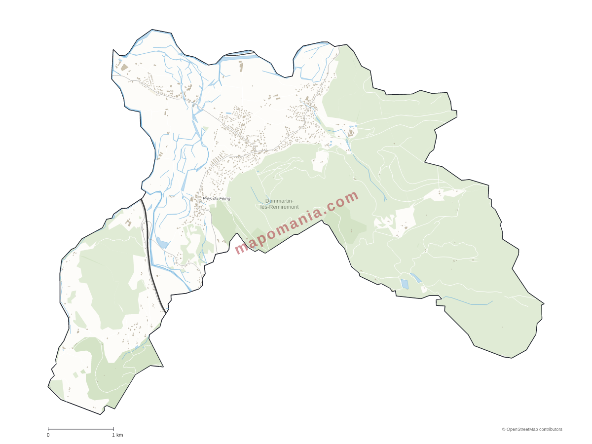 Carte de Dommartin-lès-Remiremont à personnaliser