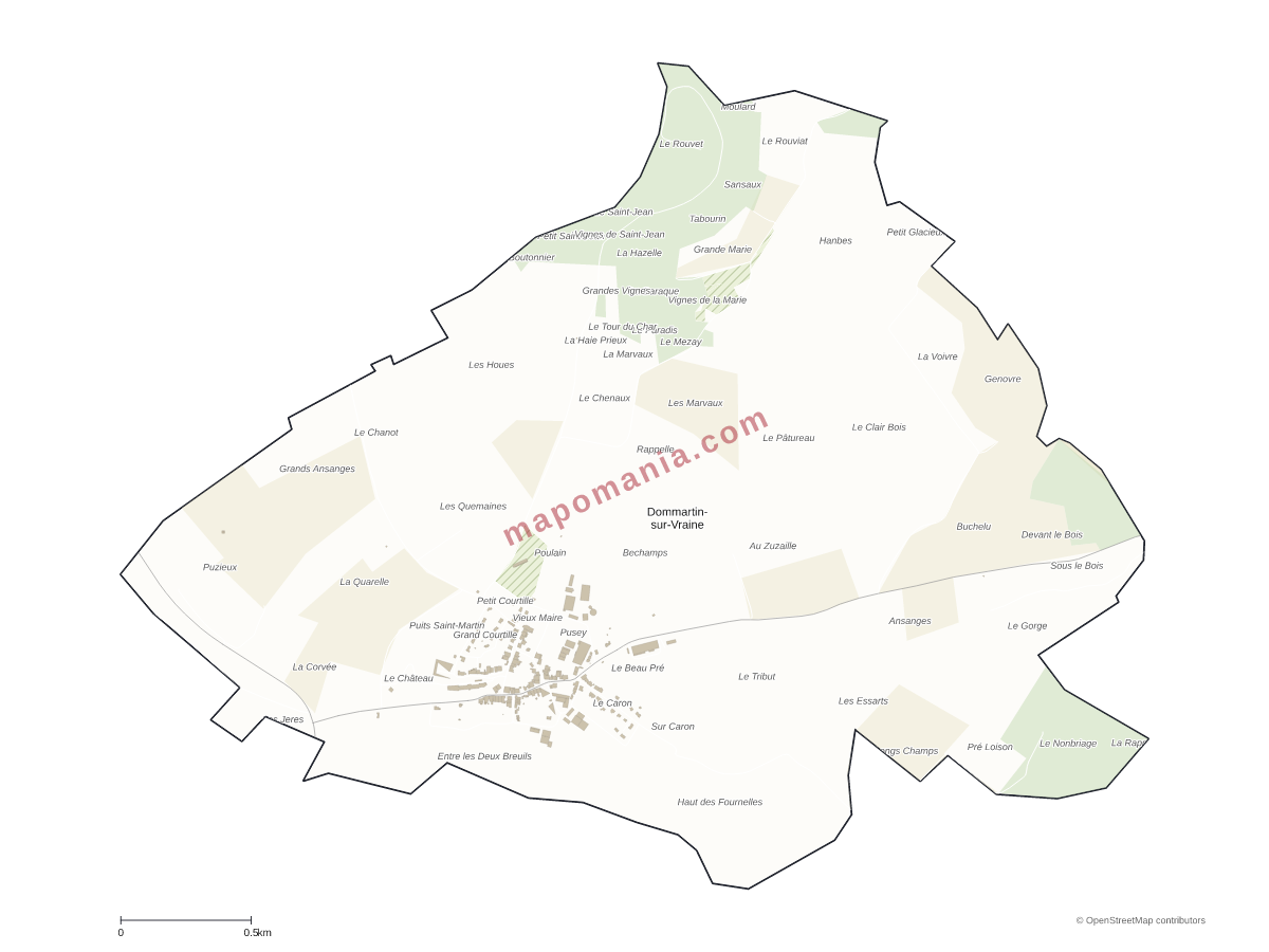 Carte de Dommartin-sur-Vraine à personnaliser