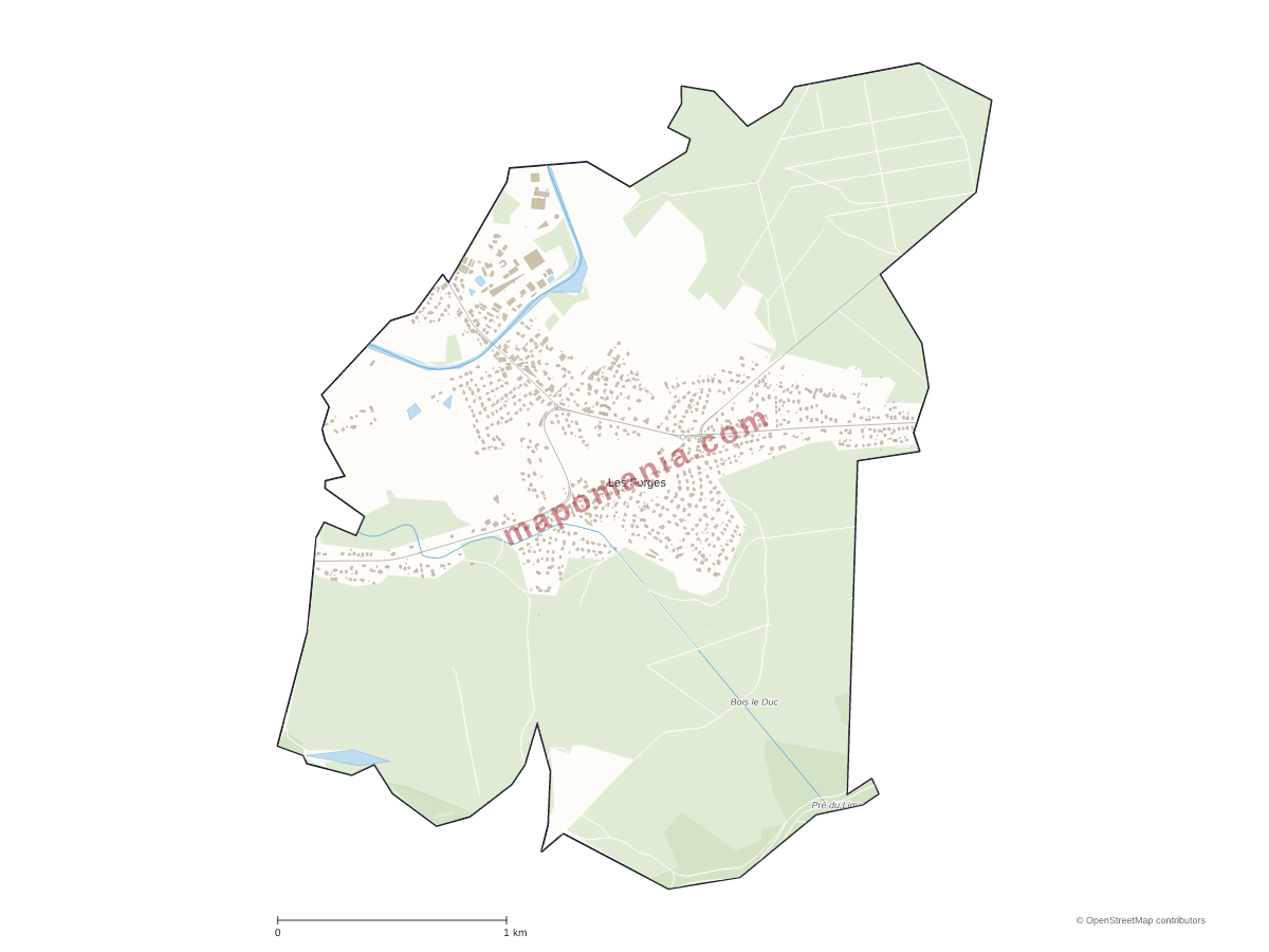 Carte de Les Forges à personnaliser