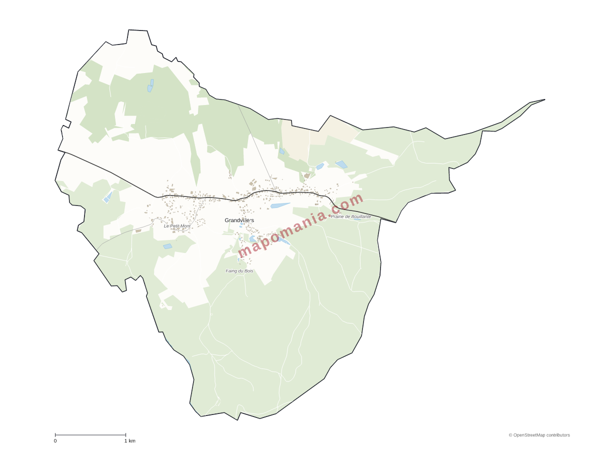 Carte de Grandvillers à personnaliser