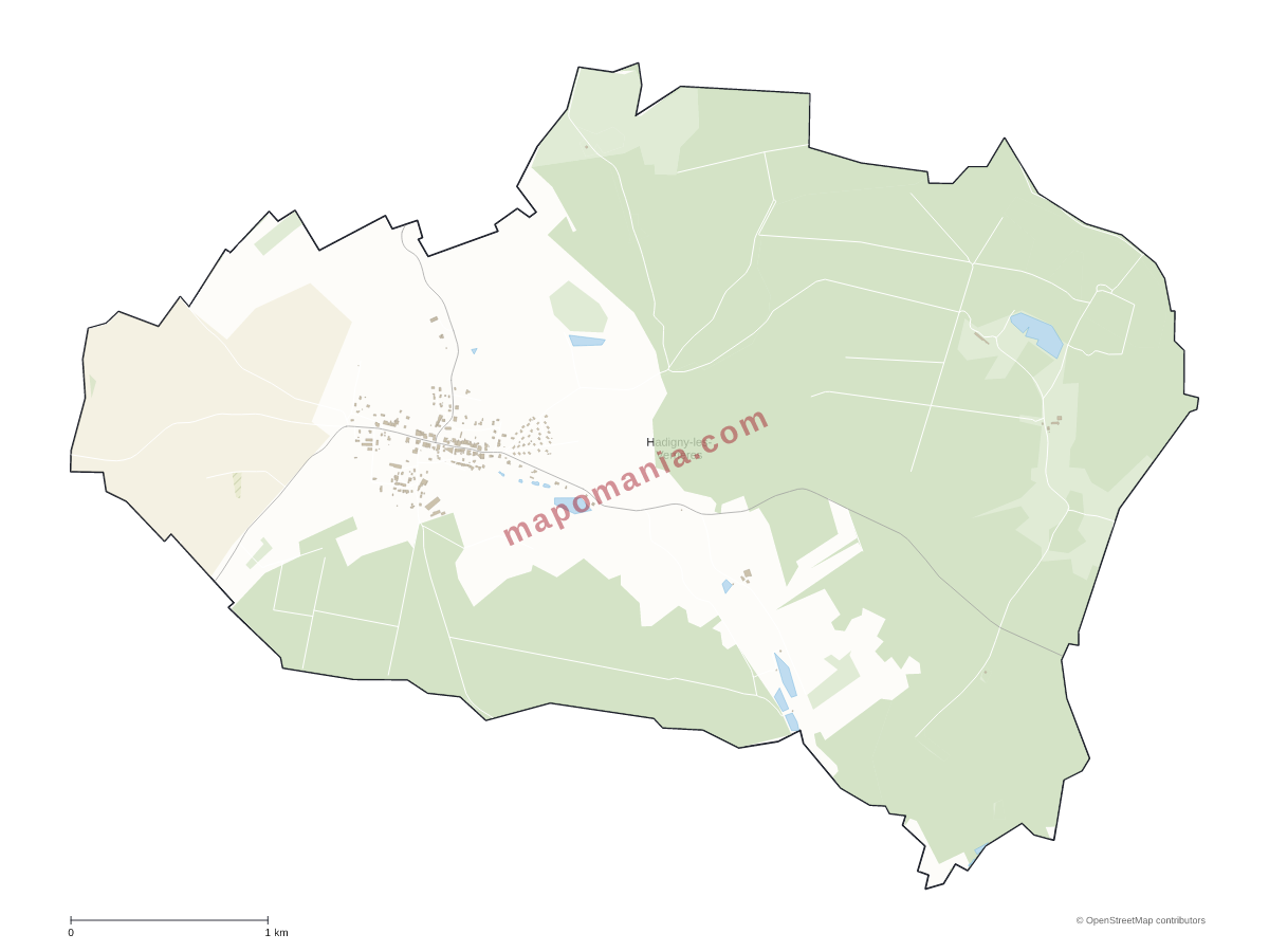 Carte de Hadigny-les-Verrières à personnaliser