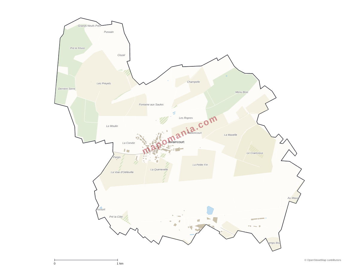 Carte de Juvaincourt à personnaliser