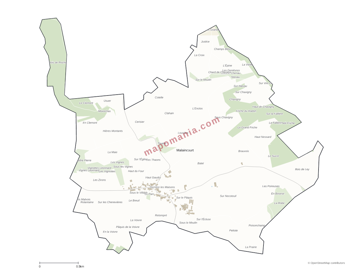 Carte de Malaincourt à personnaliser