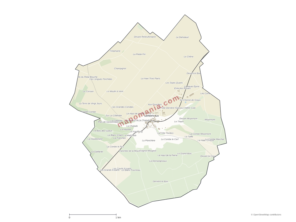 Carte de Martigny-les-Gerbonvaux à personnaliser