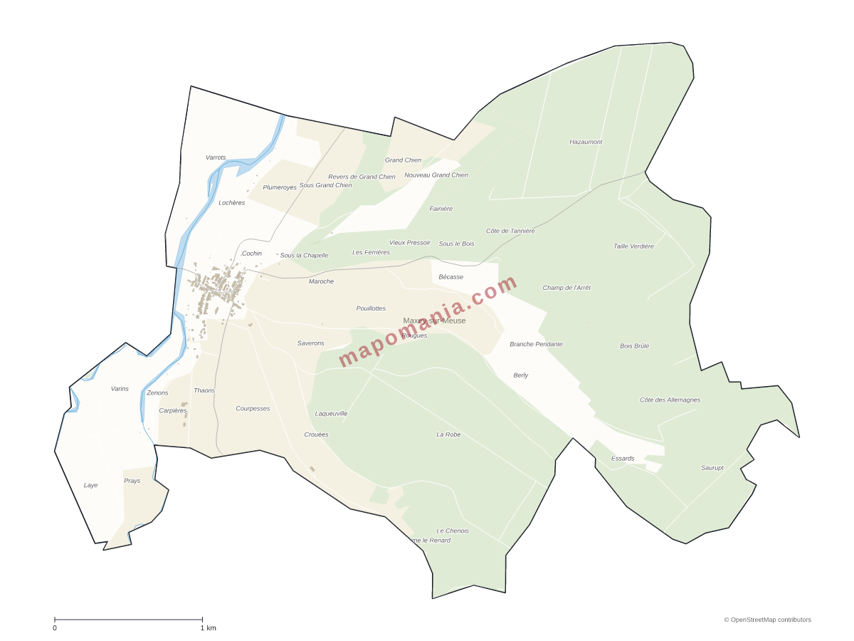 Carte de Maxey-sur-Meuse à personnaliser