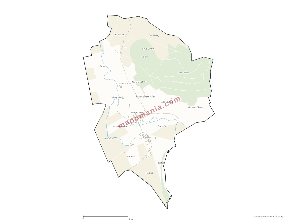 Carte de Moncel-sur-Vair à personnaliser