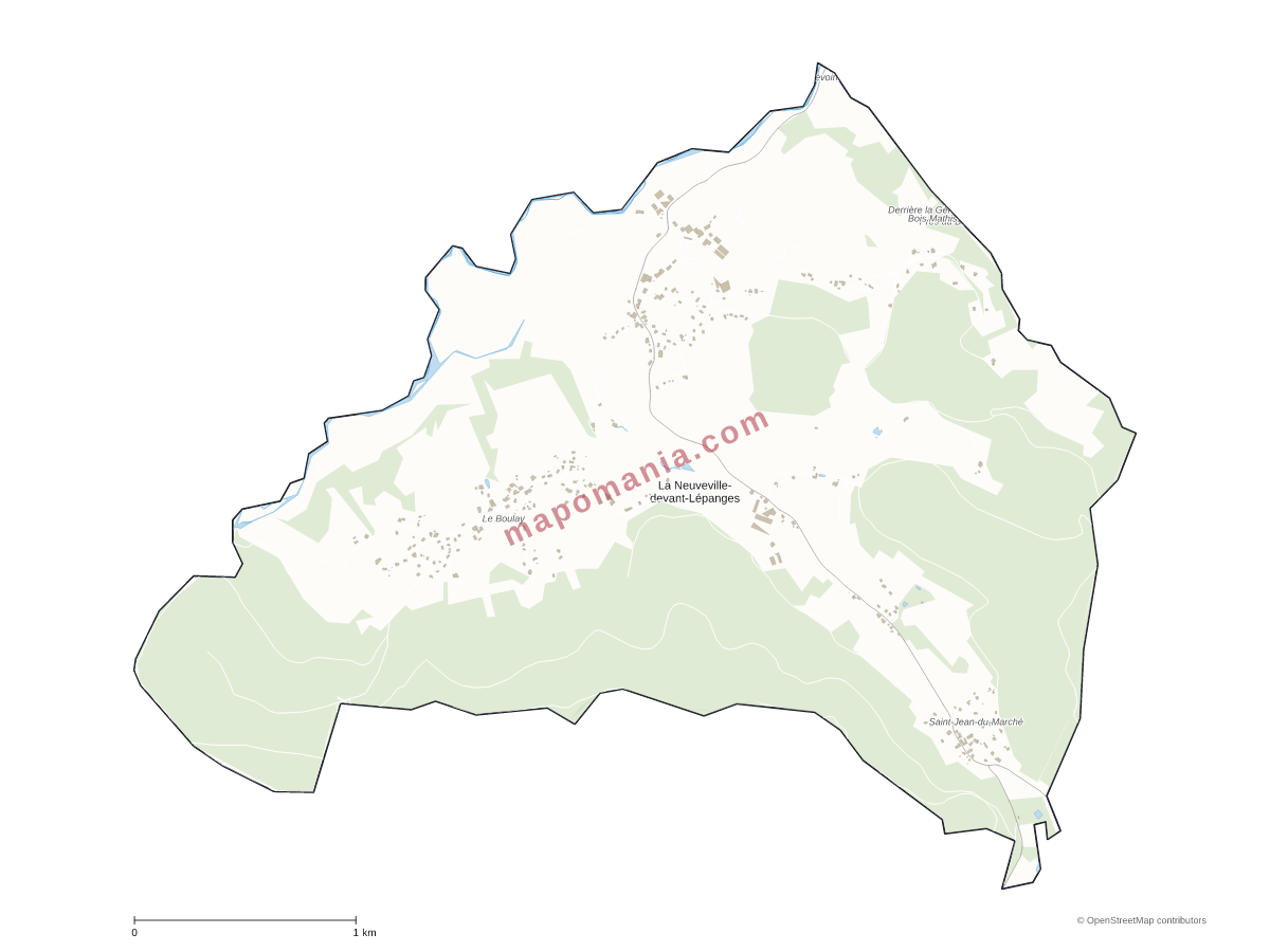 Carte de La Neuveville-devant-Lépanges à personnaliser