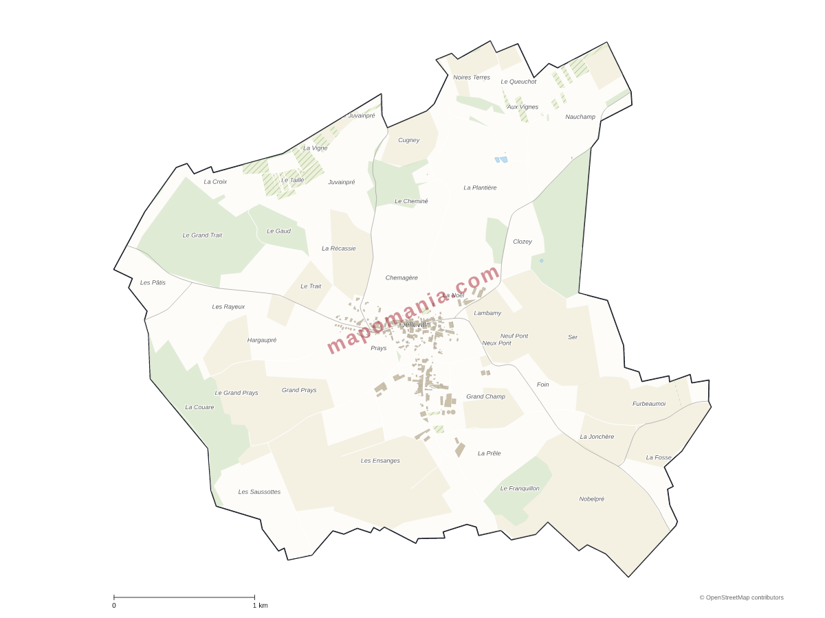 Carte de Oëlleville à personnaliser